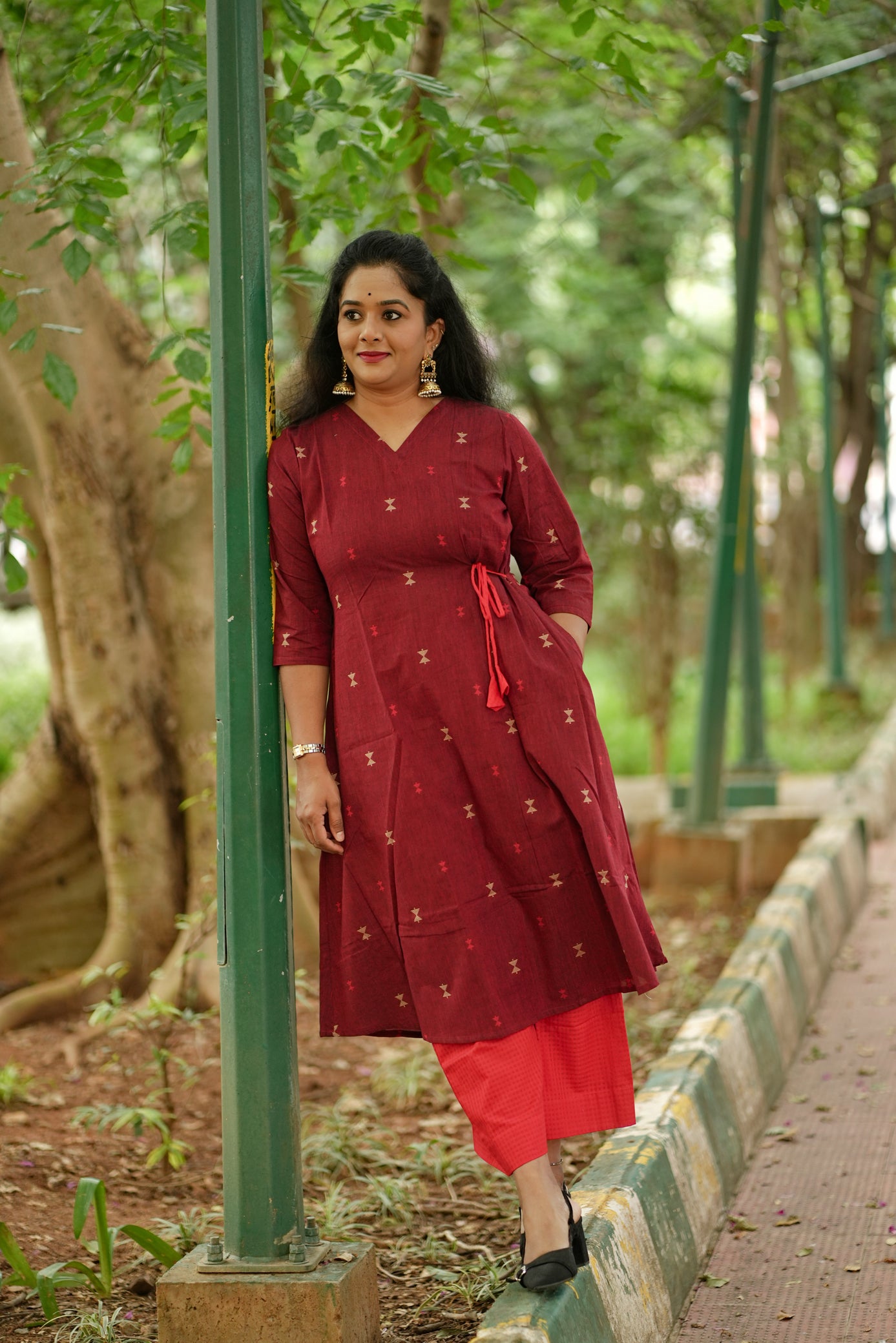 Dina Collection - A line kurtha set with pockets and side tying