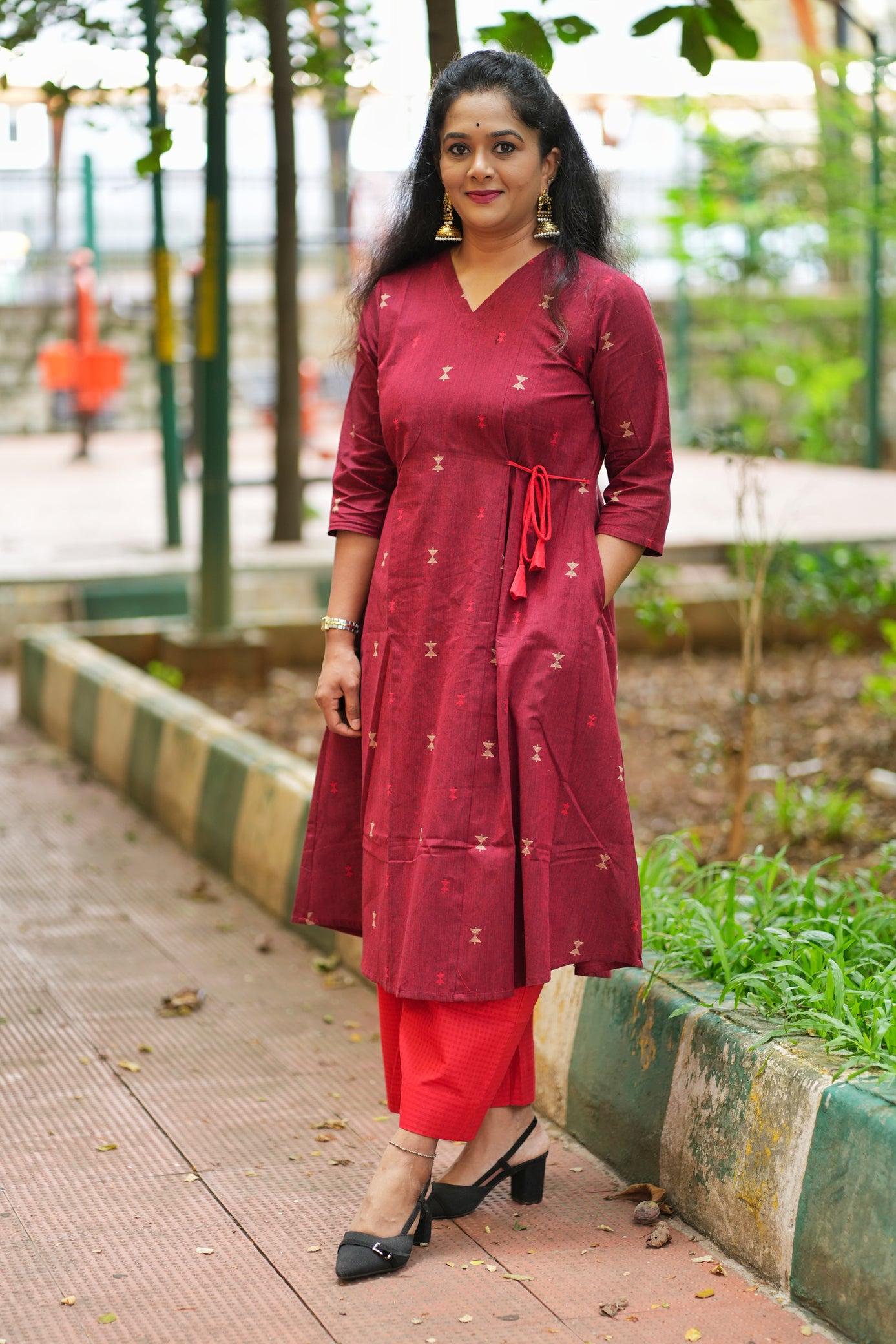 Dina Collection - A line kurtha set with pockets and side tying
