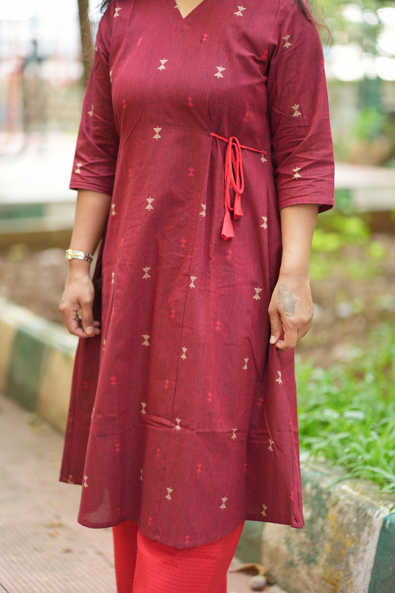 Dina Collection - A line kurtha set with pockets and side tying