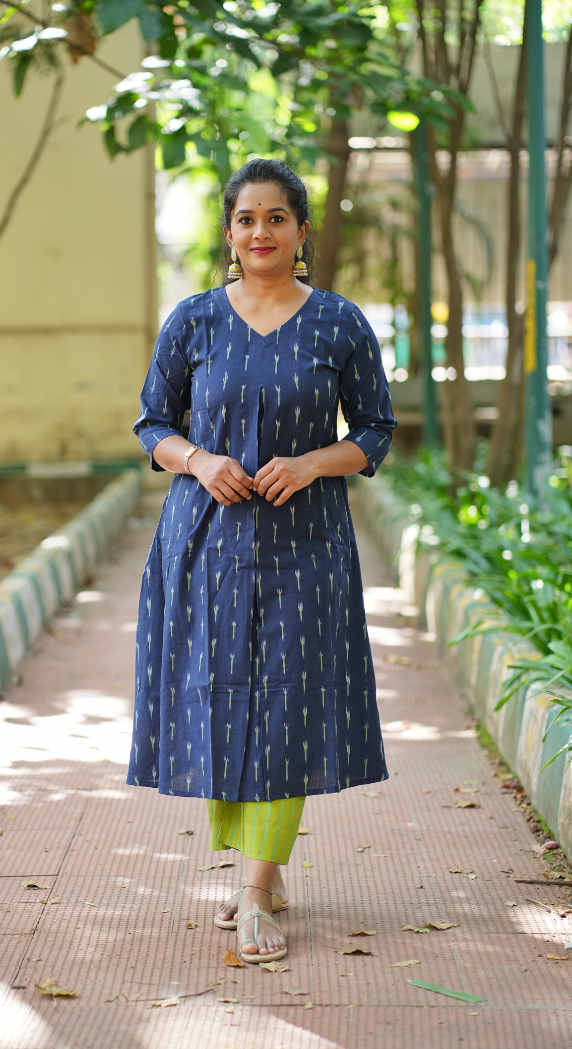 Dina Collection - A line ikkat kurtha set with pocket