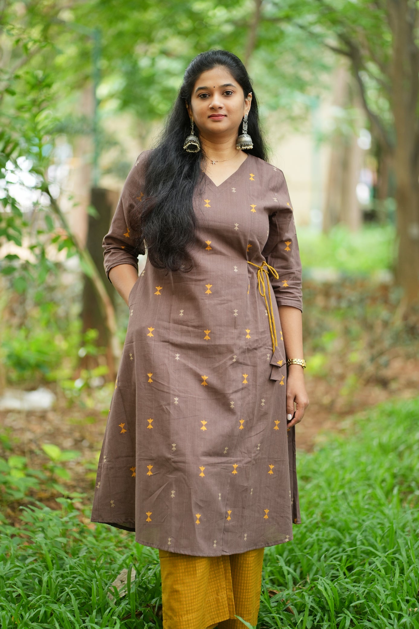 Dina Collection - A line kurtha set with pockets and side tying