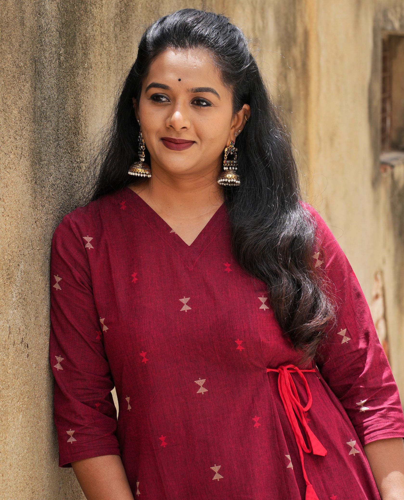Dina Collection - A line kurtha set with pockets and side tying